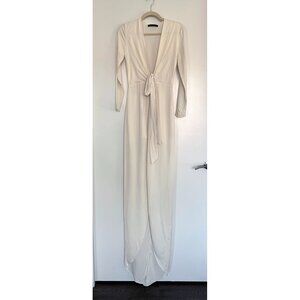 Jenni Kayne Ivory Silk Dress with Plunge Neckline and Train - Size 2